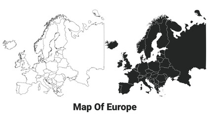 Vector Black map of europe country with borders of regions
