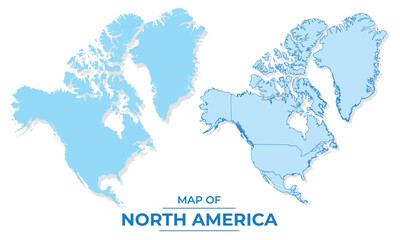 Vector North America map set simple flat and outline style illustration
