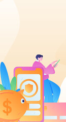 Internet financial management investment flat vector concept operation hand drawn illustration
