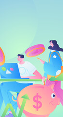 Internet financial management investment flat vector concept operation hand drawn illustration
