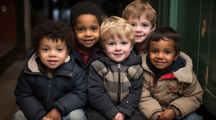 Group of Diverse Children Smiling Together