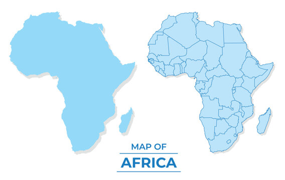 Vector Africa map set simple flat and outline style illustration