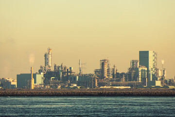 Naklejka premium Petrochemical processing facility near Hook of Holland, port of Rotterdam, the Netherlands