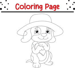 cute dog coloring page for children. Vector illustration coloring book.