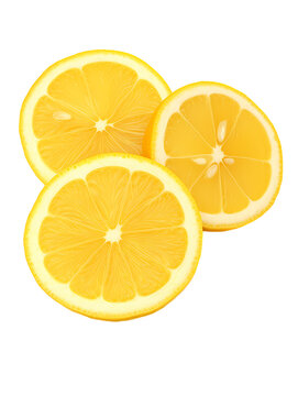 Lemon slices on transparent background