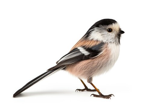 Long-tailed Tit bird isolated on white background