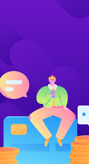 Internet financial management investment flat vector concept operation hand drawn illustration
