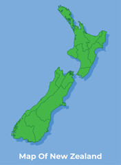 Detailed map of new zealand country in green vector illustration
