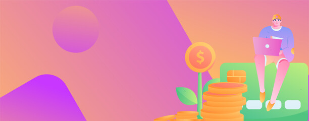 Internet financial management investment flat vector concept operation hand drawn illustration
