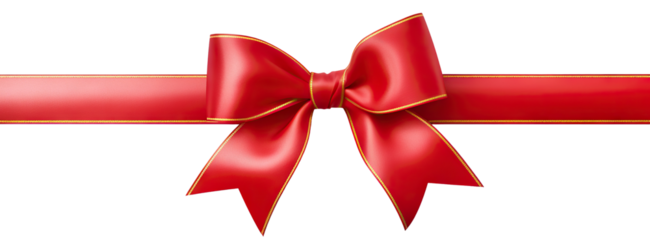 Red-golden ribbon and bow, cut out