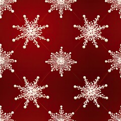 Naklejka na ściany i meble Vamberk Bobbin Lace Snowflakes Seamless Pattern Design.