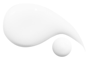 Ointments and drops of a beautiful white cream on an empty background. isolated