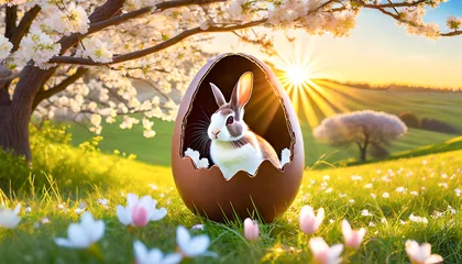 Fotobehang uovo di pasqua cioccolato coniglietto  © franzdell