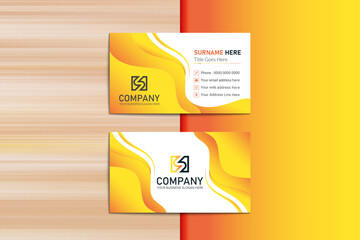 Orange color Business card design mockup.
