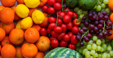 Mix, set of vegetables and fruits. Vitamin Boom. Huge banner with fruits and vegetables