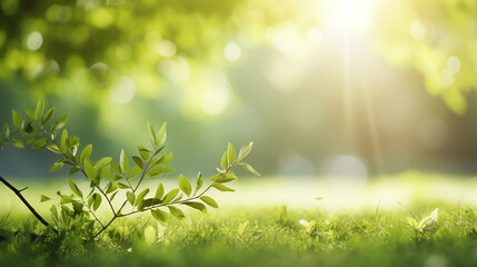 Obraz premium spring green background with twig framing 