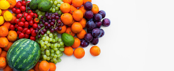 Mix, set of vegetables and fruits. Vitamin Boom. Empty space, copy space