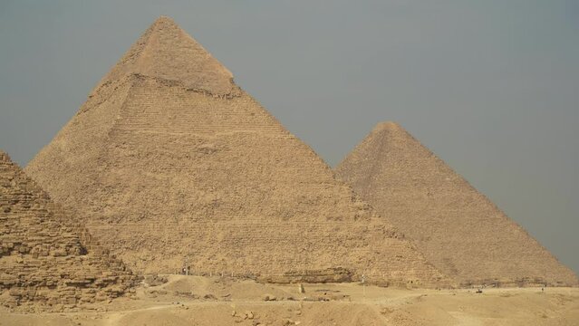 Ancient Great Pyramid of Khafre in the hot African desert on a sunny day