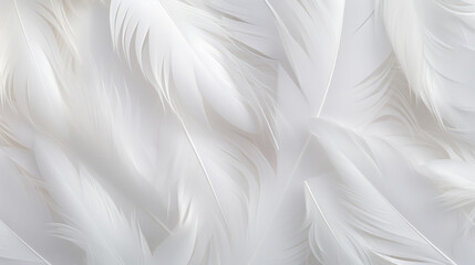 Fototapeta na wymiar Background crafted from a delicate texture of white feathers, creating a soft and ethereal ambiance. Ai generated