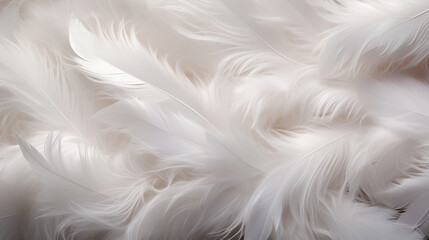 Background crafted from a delicate texture of white feathers, creating a soft and ethereal ambiance. Ai generated