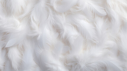 Background crafted from a delicate texture of white feathers, creating a soft and ethereal ambiance. Ai generated - obrazy, fototapety, plakaty