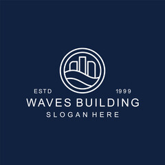 Waves buildings logo template vector illustration design