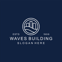 Waves buildings logo template vector illustration design