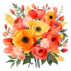 Fototapeta na wymiar Beautiful flower bouquets collection with roses, leaves and flower compositions