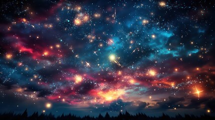 Obraz premium Colorful fireworks on night all over the sky over the city