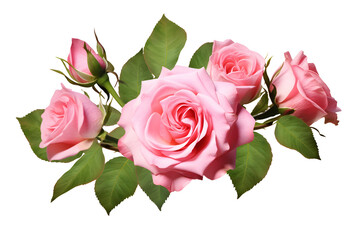 Pink rose flowers in a floral arrangement isolated on white or transparent background - Powered by Adobe