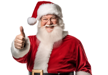 Senior santa gorgeous cheerful man willing to delight others, satisfied with the result. Isolated on transparent background PNG.