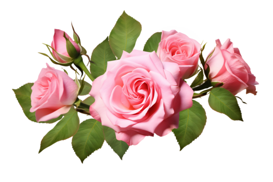 Pink rose flowers in a floral arrangement isolated on white or transparent background - Powered by Adobe
