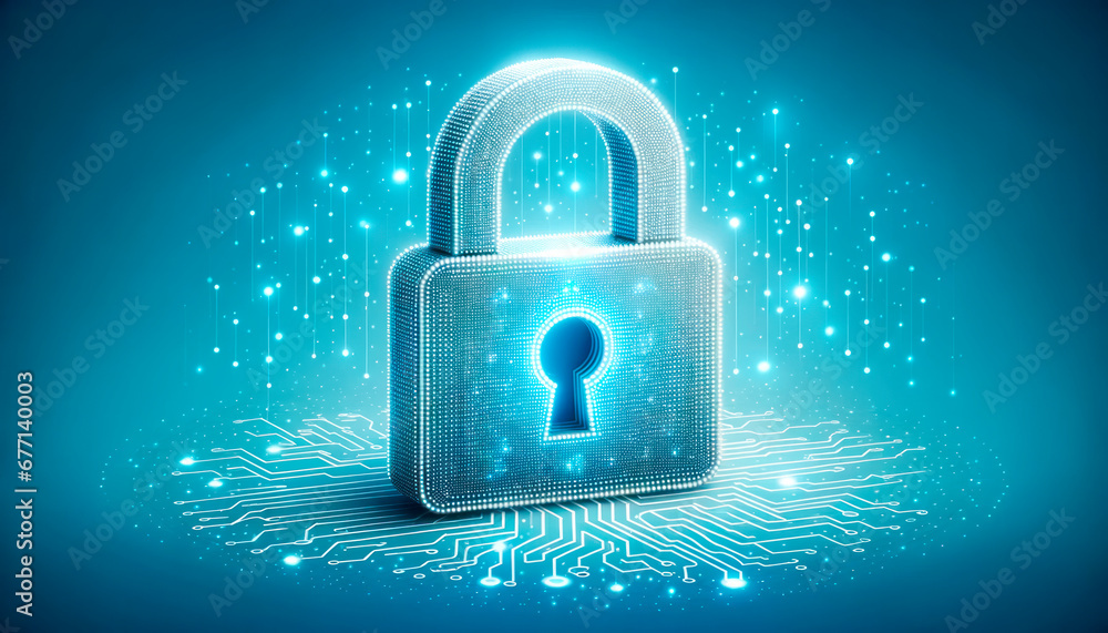 Poster cyber security concept. protect mechanism, system privacy. generative ai