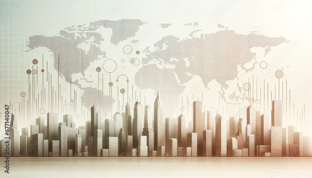 Poster Abstract city background with financial charts and graphs. Generative AI