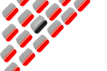 Red capsules. Lots of pills. on isolated transparent background