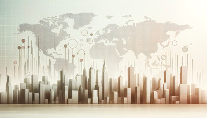 Fototapeta premium Abstract city background with financial charts and graphs. Generative AI