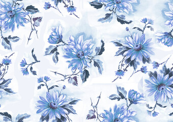beautiful blue and white seamless pattern illustration all over repeat design for digital and textile 
