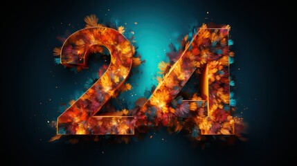 Burning number twenty four on a dark background