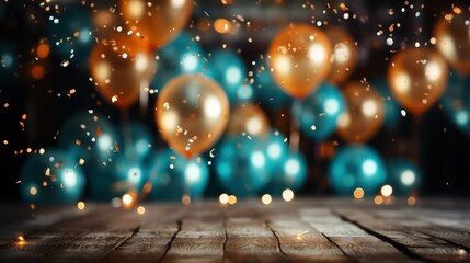Burning candle with christmas balls and confetti on bokeh effect and water drops