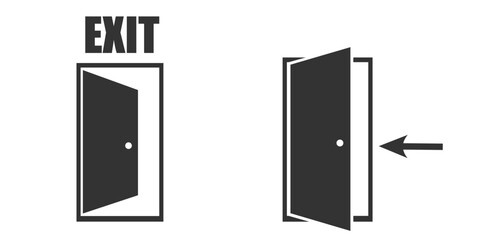 Doors icon. Open and closed ofise door vector ilustration.