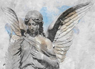 Illustration angel with wings