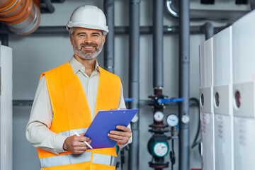 engineer staff worker with checking schedule listing smile at camera