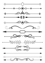 Calligraphic ornamental element set