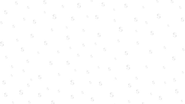 Animated silver dollar background. Money flies from top to bottom. Symbol of dollar. Looped video. Vector illustration isolated on the white background.