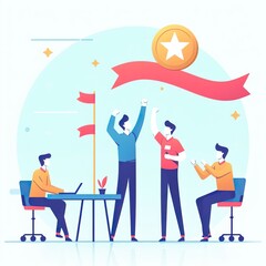 Joyous Achievement: Simple Team Celebration in Vector Illustration