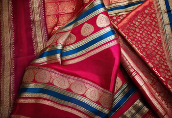 luxury Indian colorful sari in minimal style
