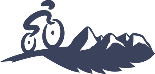 Mountain biker and feather vector logo design.