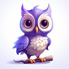 An illustration of a purple owl, white background