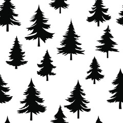Winter background, seamless pattern, Christmas trees, vector design