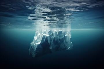 iceberg underwater view. Hidden danger. Climate change and environment issues. Melting glaciers problem.. 